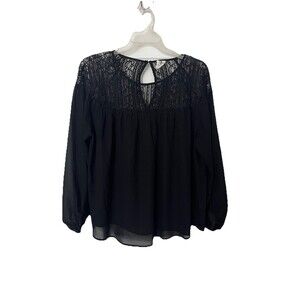 Spade & Heart Randall Lace Detail Blouse 1x Semi Sheer Black Romantic Boho
